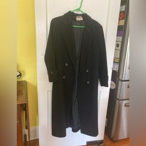 Vintage full length wool coat with velvet collar